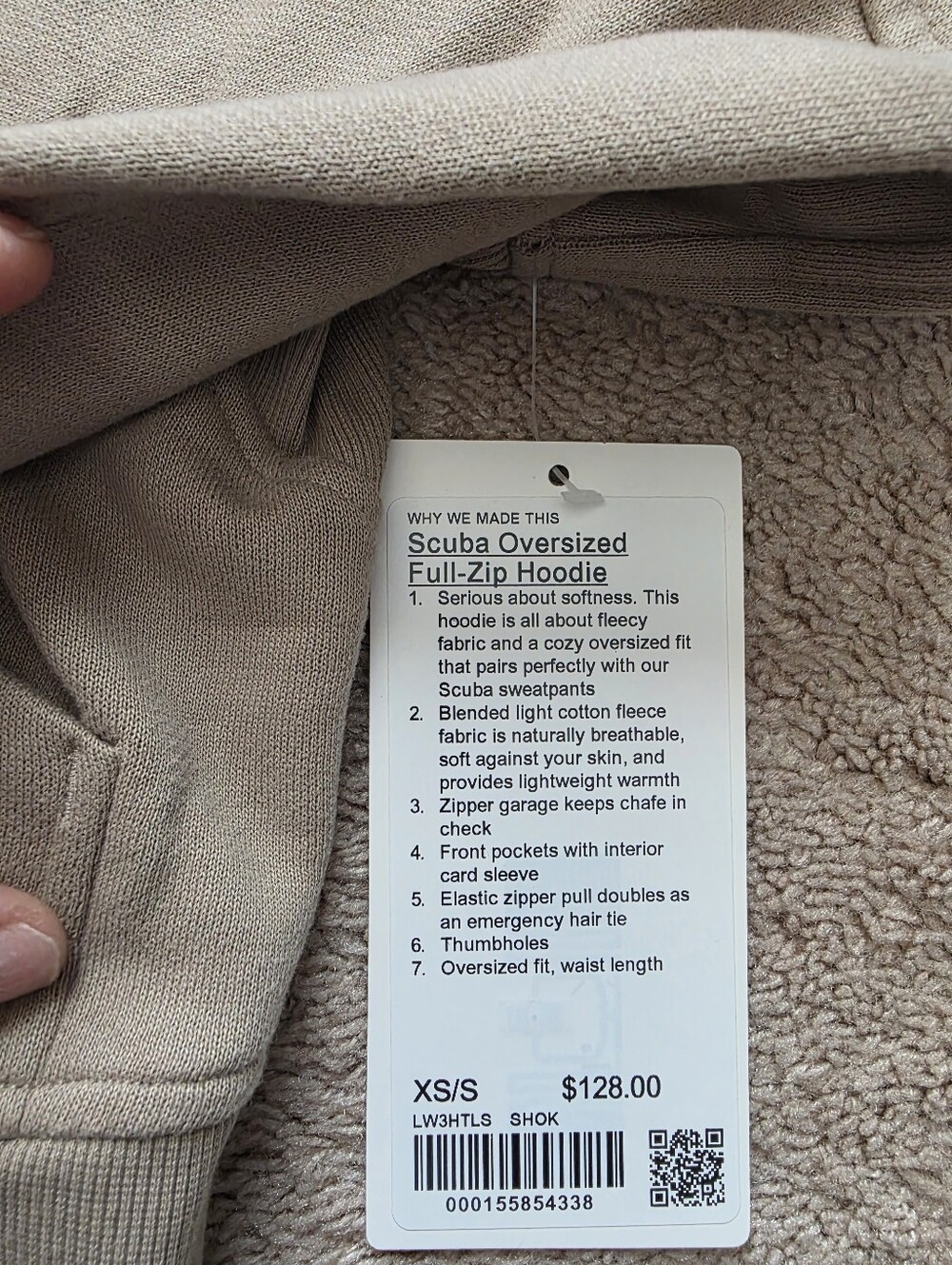 NWT Lululemon Scuba Oversized Full Zip Hoodie Sheer Oak XS/S - Picture 4 of 6